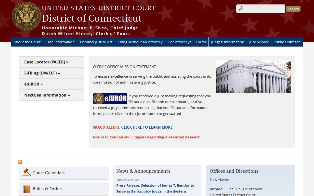 Fairfield criminal history federal District of Connecticut court source