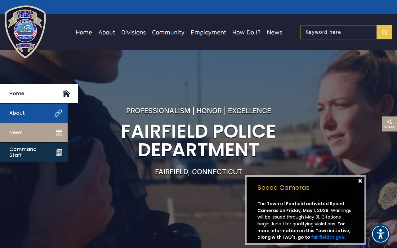 Fairfield criminal history and Police Department records homepage