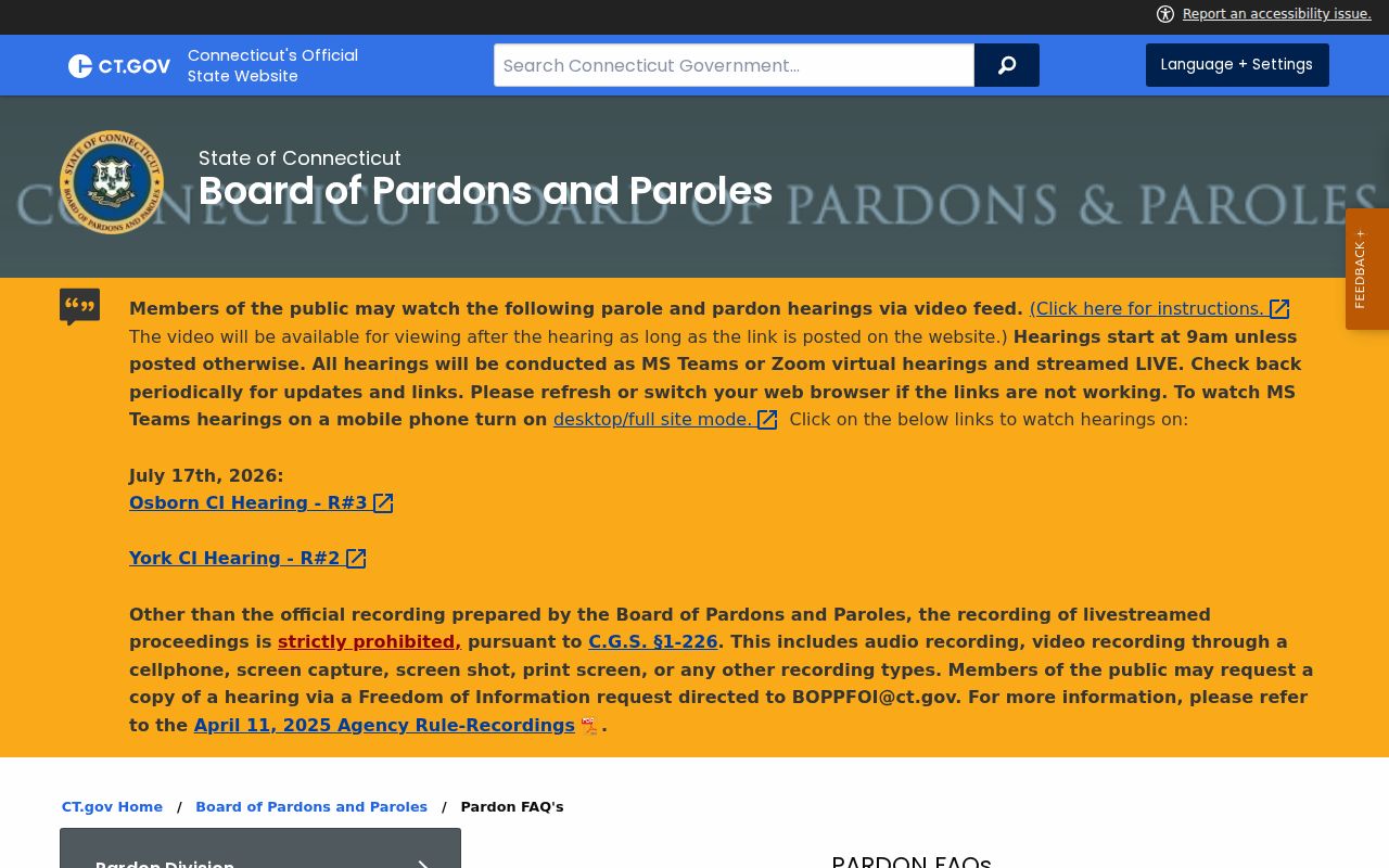Fairfield criminal history erasure and pardon guidance
