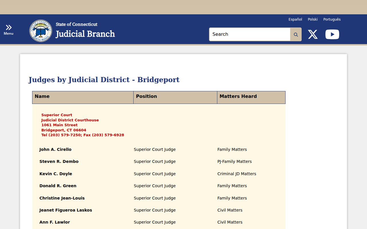 Fairfield criminal court case current judicial assignments