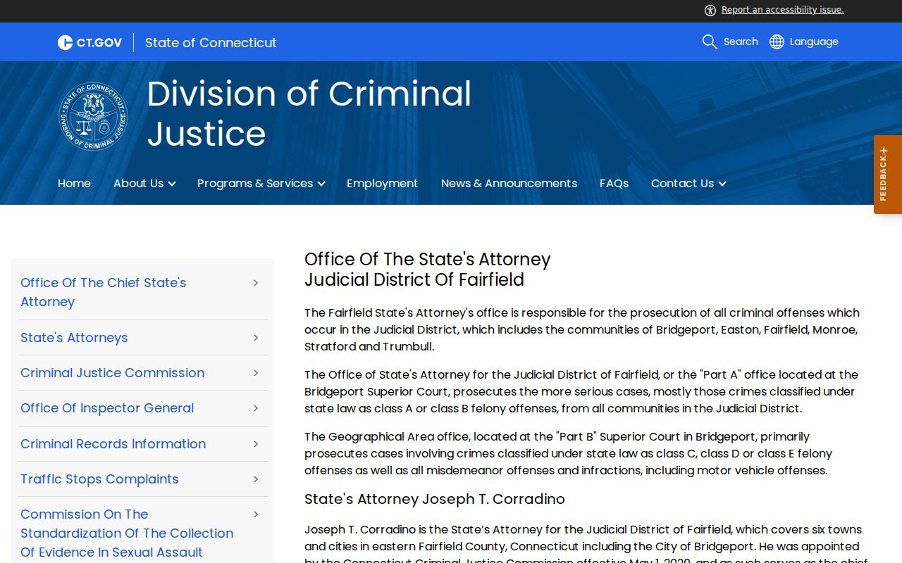 Fairfield criminal court cases local prosecution structure